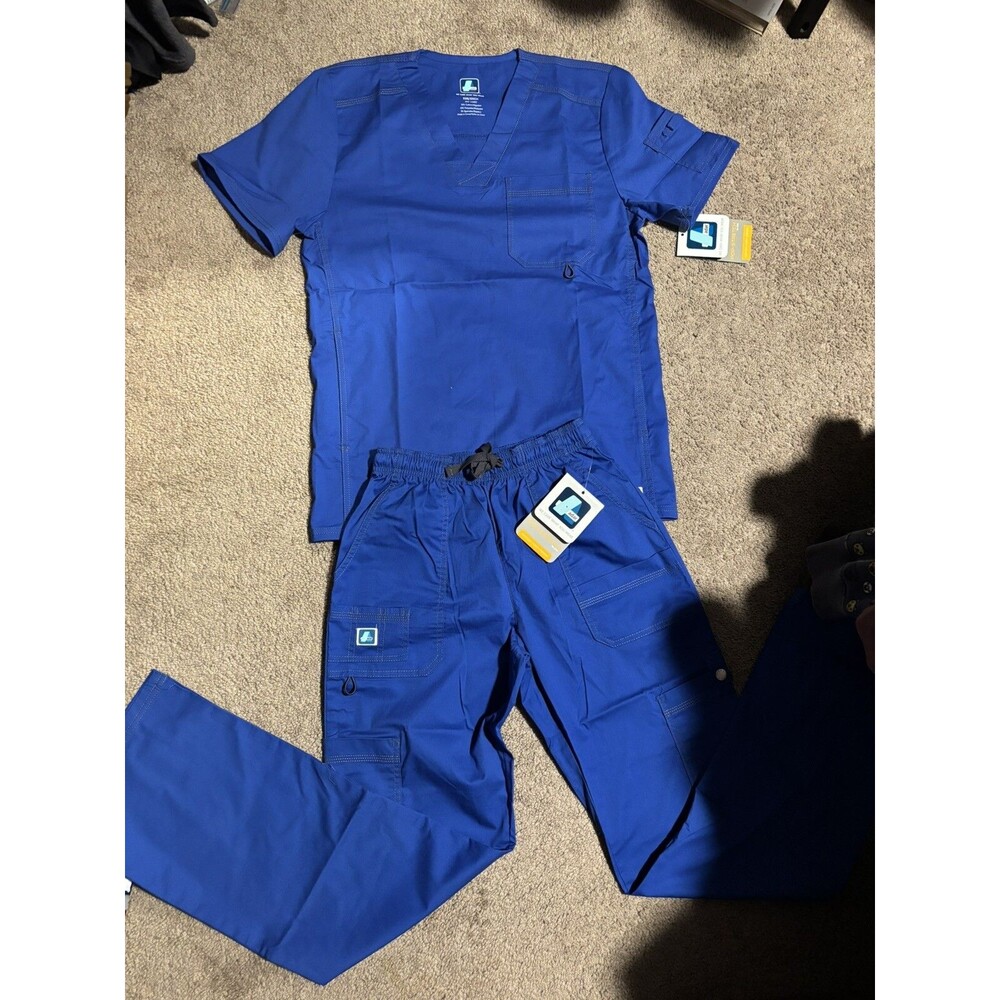 Adar Addition Scrub Set For Men XXS Classic V-Neck Scrub Top Cargo Scrub Pants